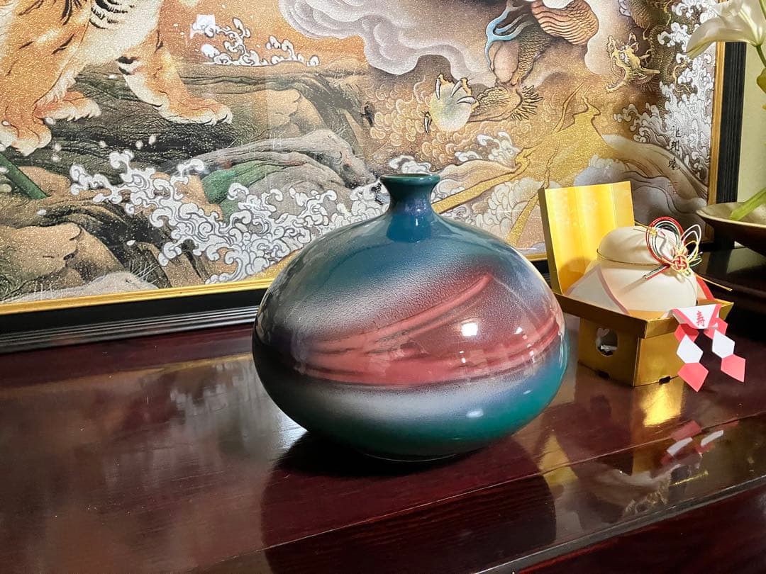 【美品】陶芸作家 貞松善次 陽炎 壺 有田焼 陶器 焼き物