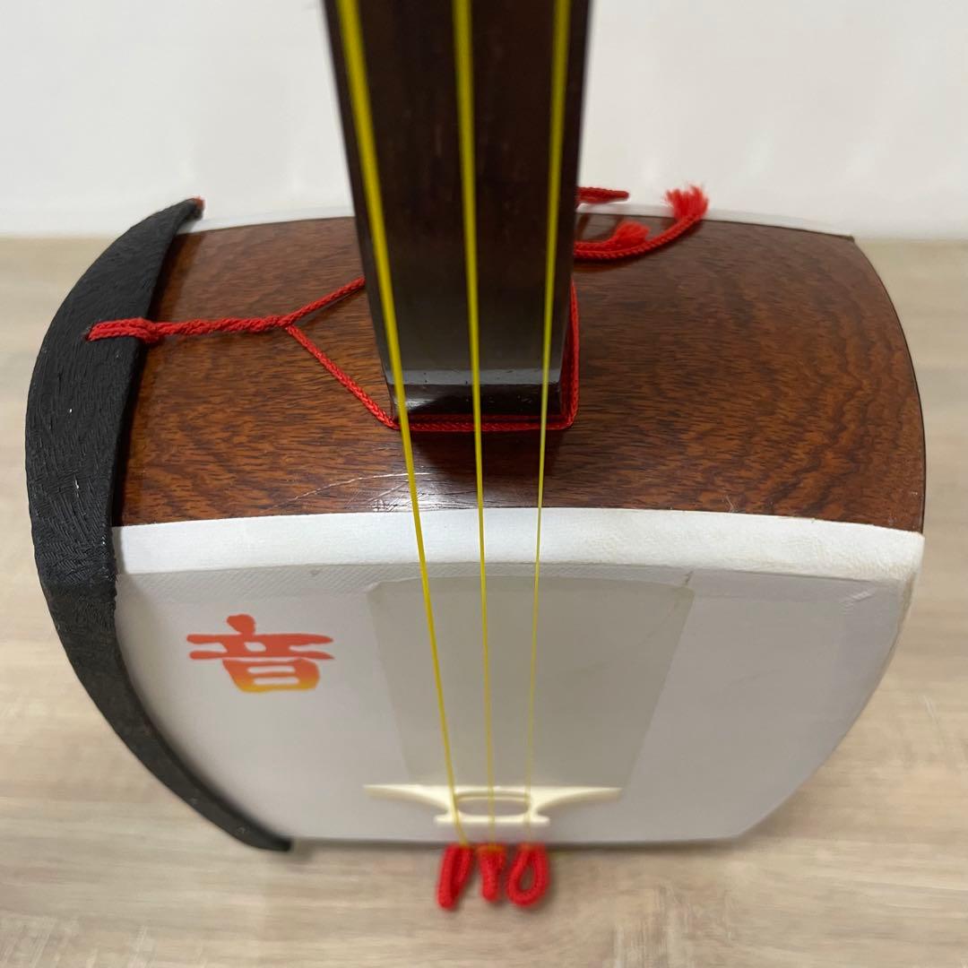 ★良品★ 三味線 細棹 紫檀 丸打胴 和楽器　長唄　人工皮　新品弦交換済み♪