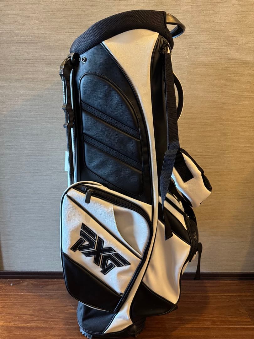 も*フ様 PXG スタンド式キャディバッグ ホワイト/ブラック　レザー