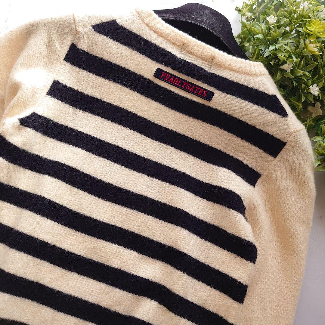 パーリーゲイツ カシミヤ 長袖セーター ニット ビッグロゴ ボーダー S相当