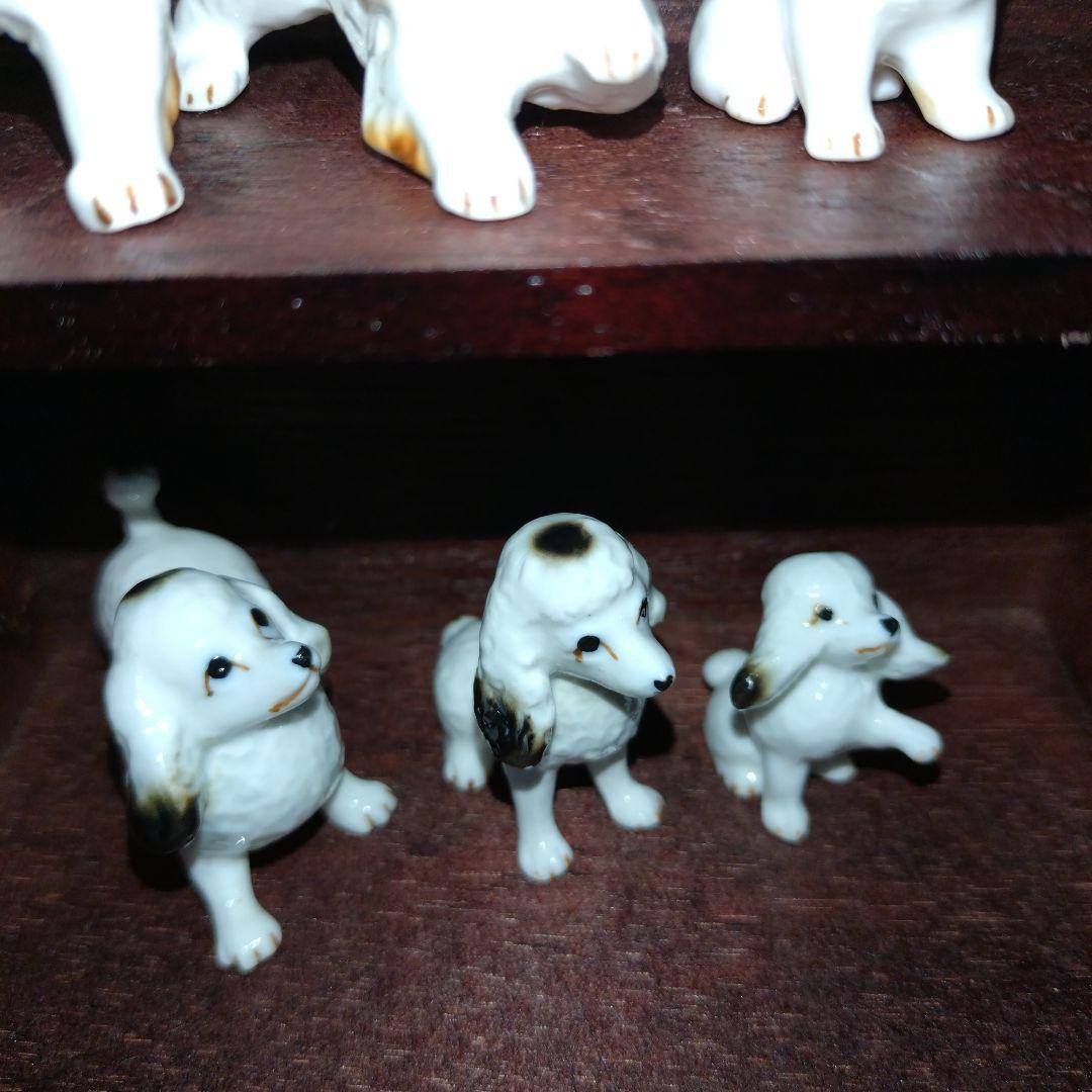 ミニチュア陶器犬の置物・ケース付きセット