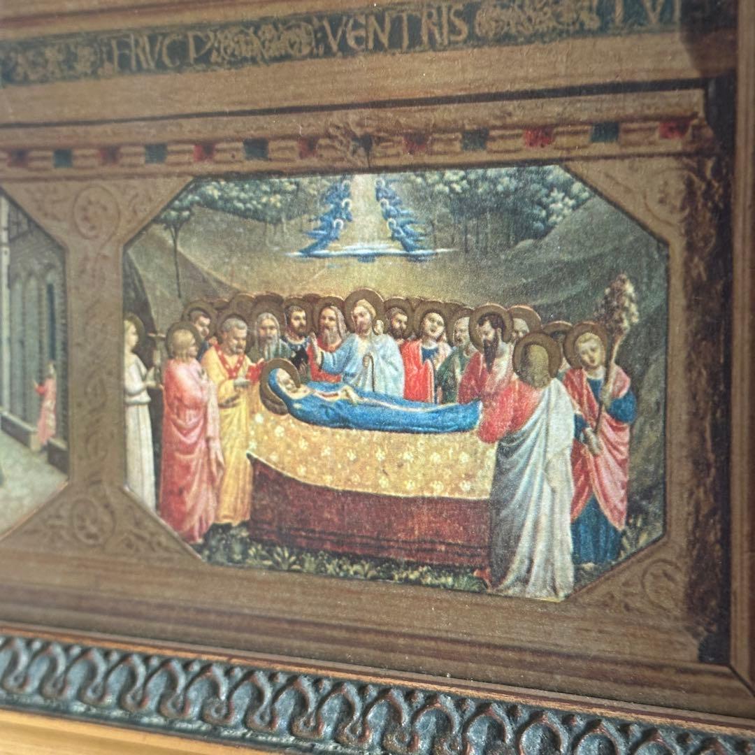 キリスト教美術 絵画 額縁 アンティーク 66.5×67cm 骨董品