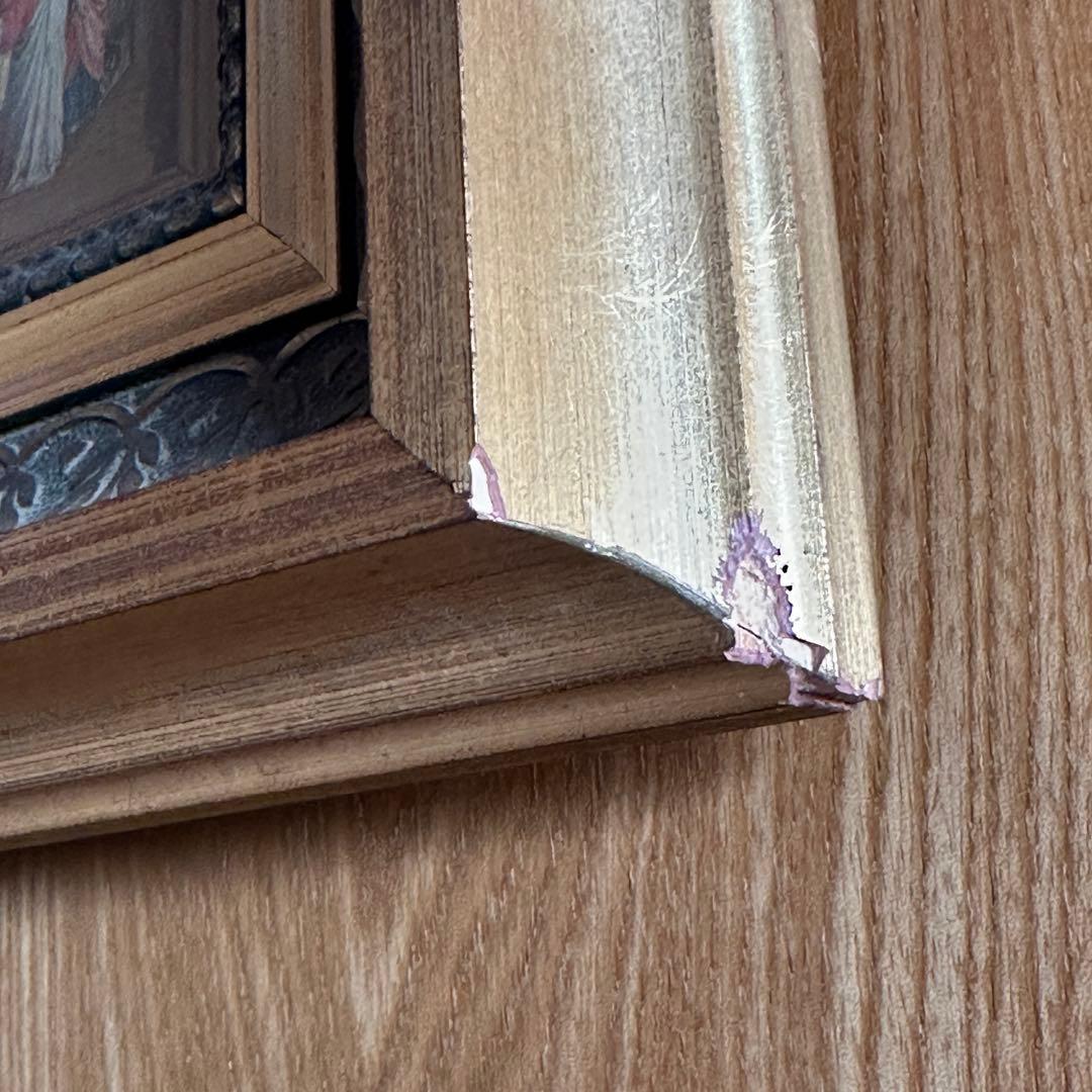 キリスト教美術 絵画 額縁 アンティーク 66.5×67cm 骨董品