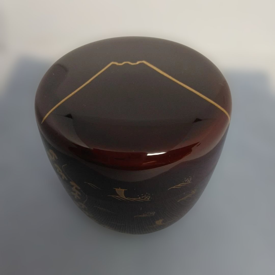 田中宗凌 作 「富士」 溜塗 中棗 共箱 新品未使用品