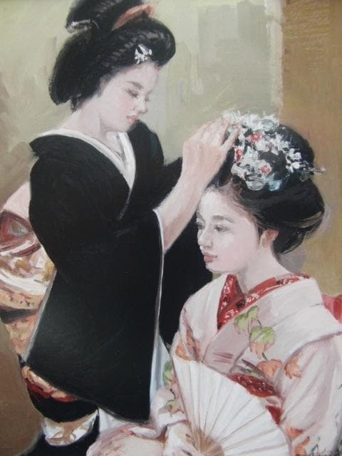 石川善一【身繕い】希少画集画、状態良好、新品高級額装付