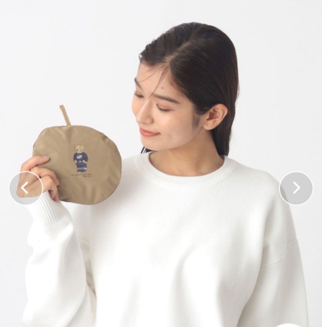 新品◎ポケッタブル レインハット”POLO BEAR”ベージュ