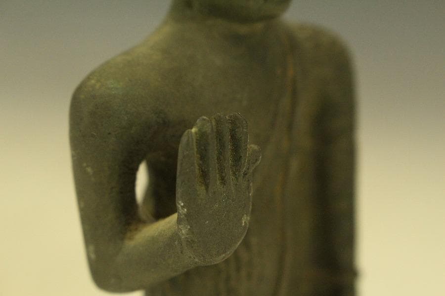 仏教 東南アジア スコータイ 古銅 仏像 高14.5cm 時代物(A429)