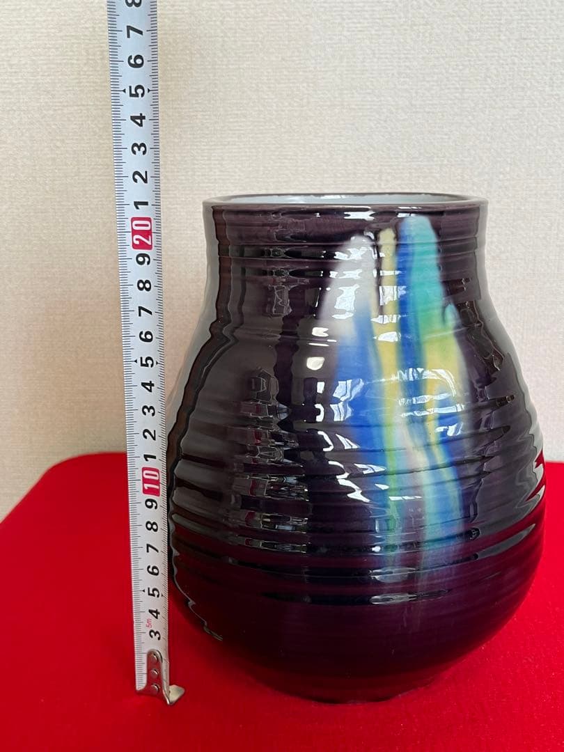 【大型作品】柳雨軒 三代 人間国宝 徳田八十吉  (正彦銘) 花入 管理T182