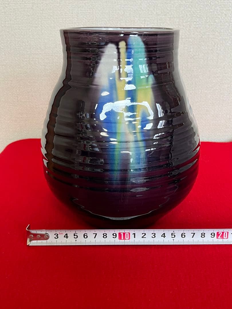 【大型作品】柳雨軒 三代 人間国宝 徳田八十吉  (正彦銘) 花入 管理T182