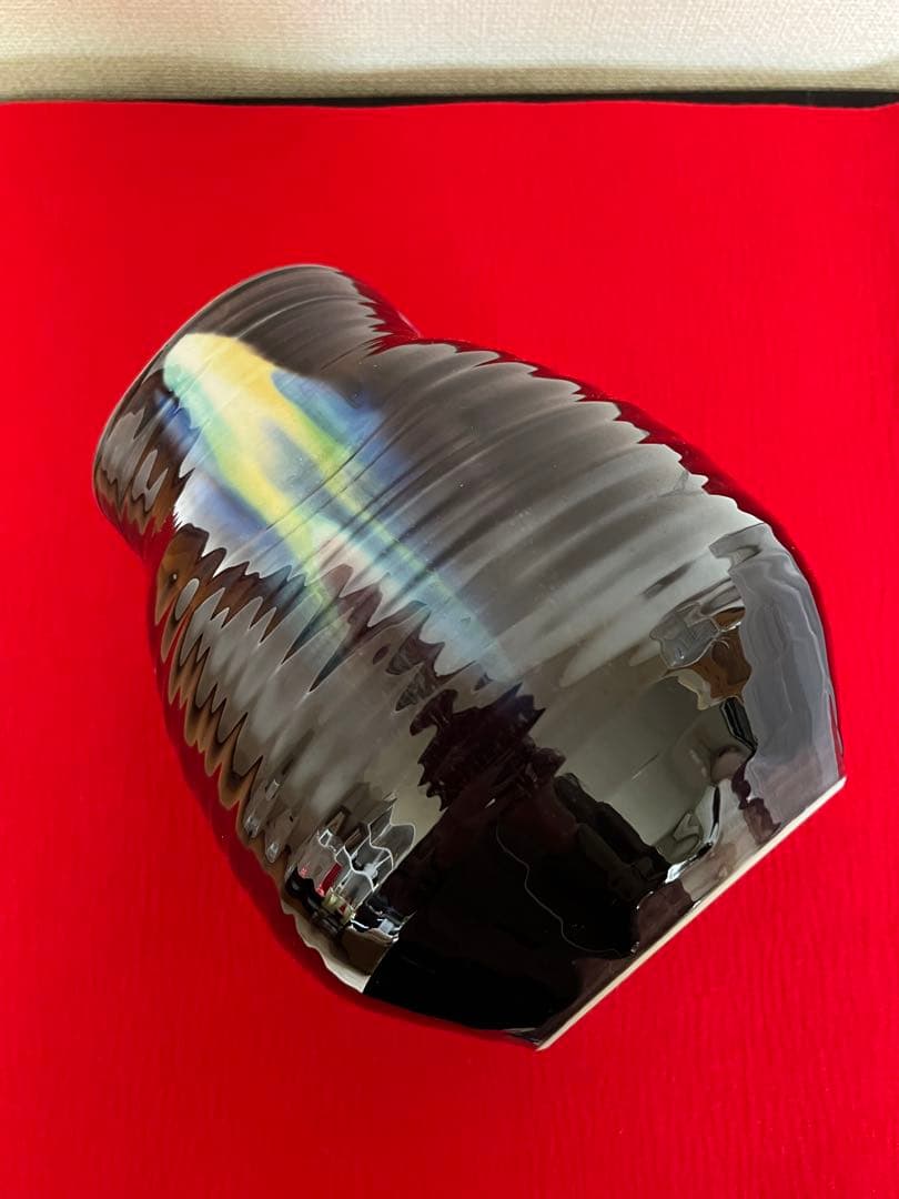 【大型作品】柳雨軒 三代 人間国宝 徳田八十吉  (正彦銘) 花入 管理T182