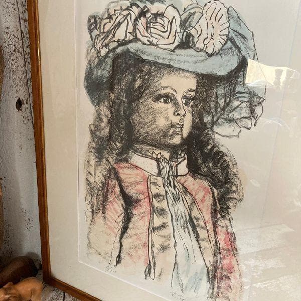 田村孝之介 画伯作*人形*25/100部 限定 リトグラフ *額装 石版画