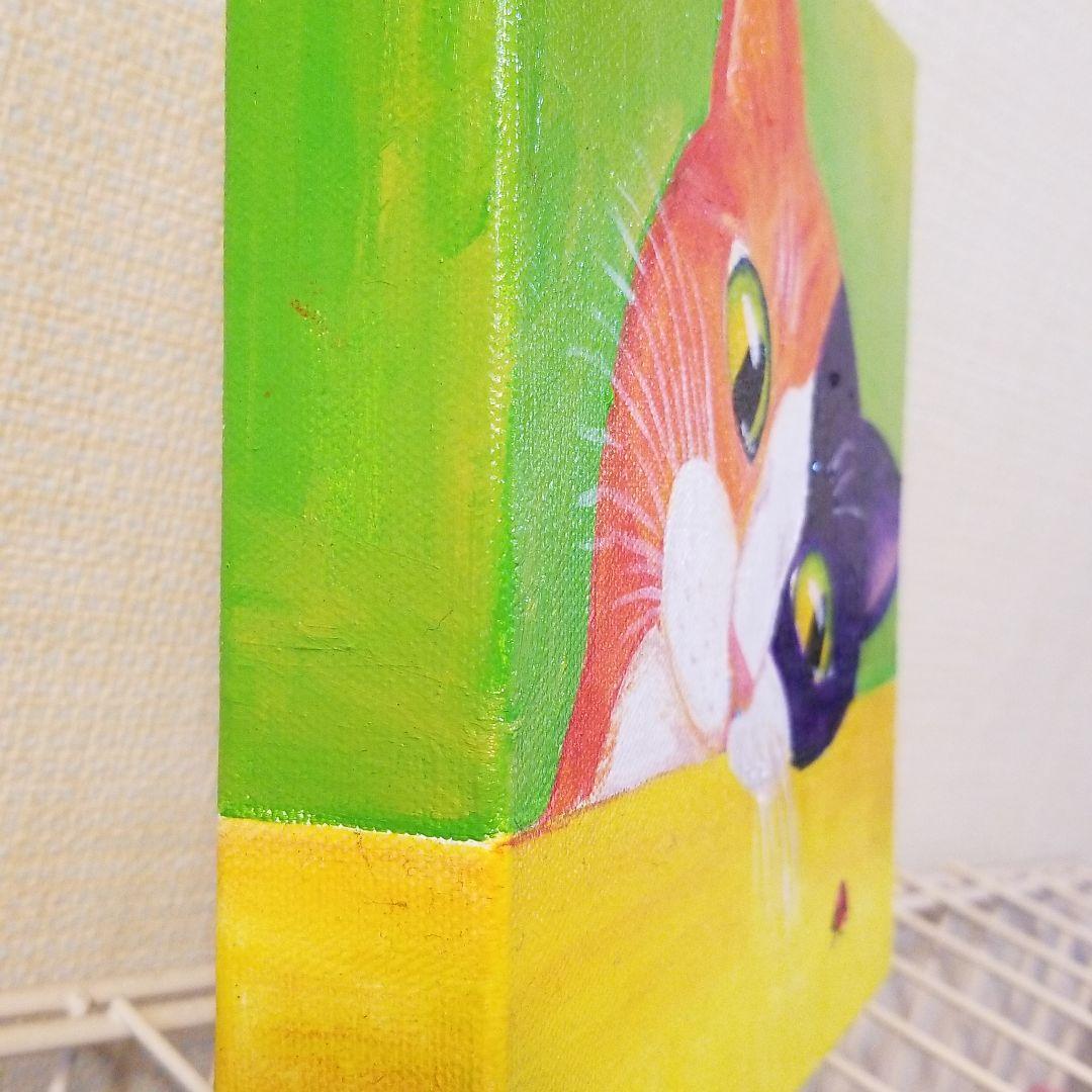 油絵　専用　てんとう虫を見ている猫　キュービックピュアコットンキャンバス