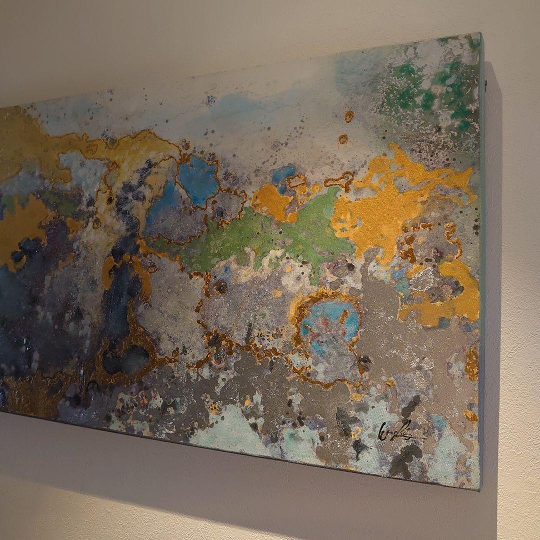 【美品】抽象画　アクリル画　サイン入り　120✕60cm　キャンバス　特大