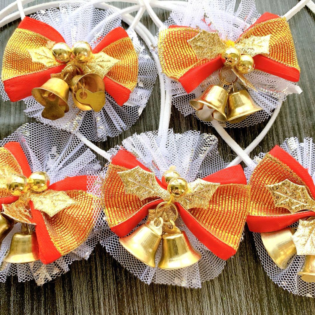 ご確認用No.503 トリミングチョーカー 5本 クリスマス ベル