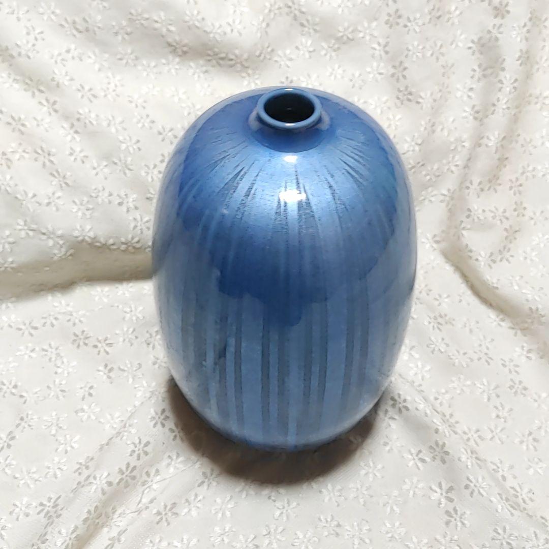 人間国宝　中田一於　釉裏銀彩　花入　九谷焼　淡青釉裏銀彩 花瓶 日本工芸会正会員