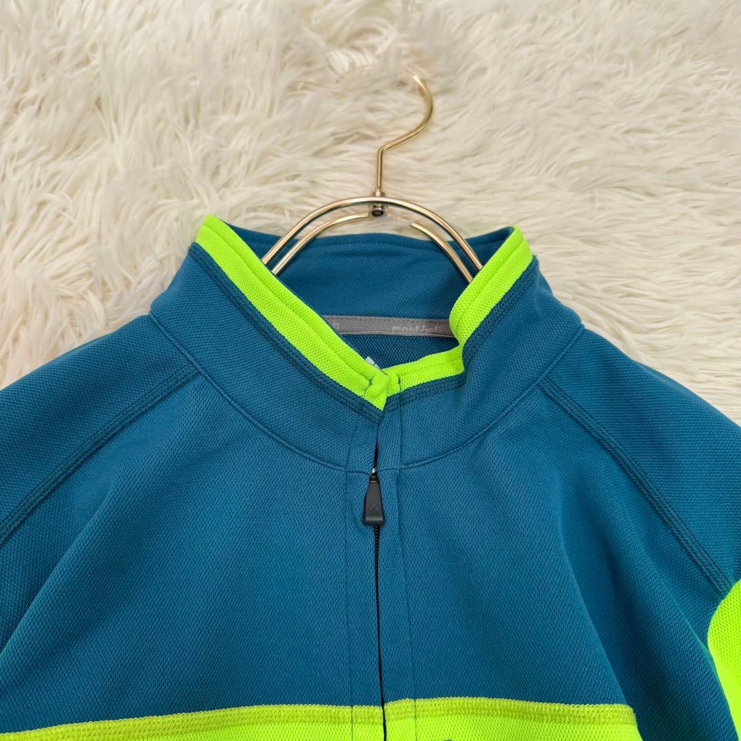 mont-bell サイクルジャージ 蛍光イエロー ライトブルー L スポーツ