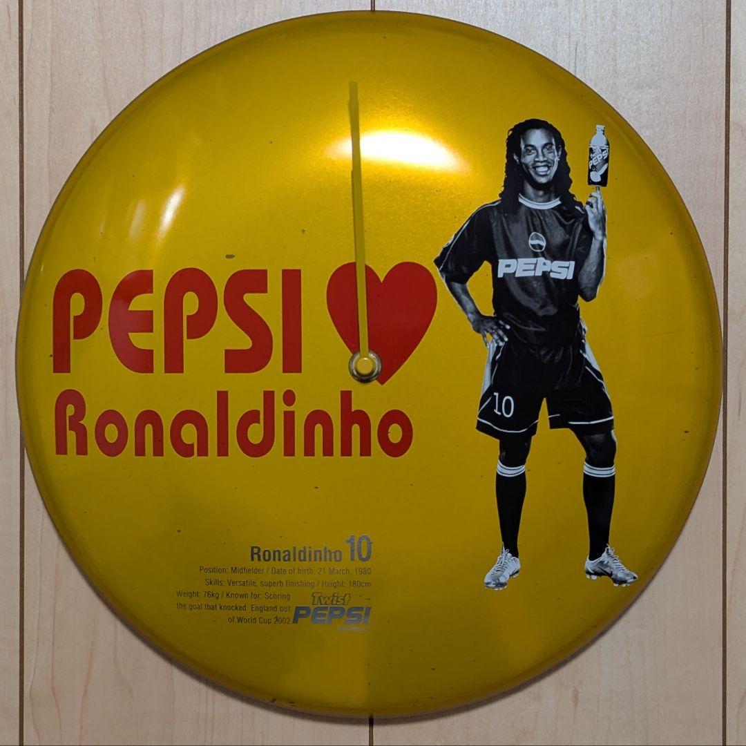 【非売品】ペプシ缶バッチ壁掛時計【ロナウジーニョ】