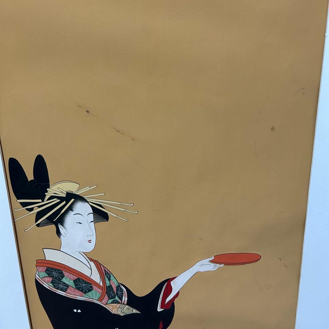 日本画 女性の姿 縦長 フレーム付き