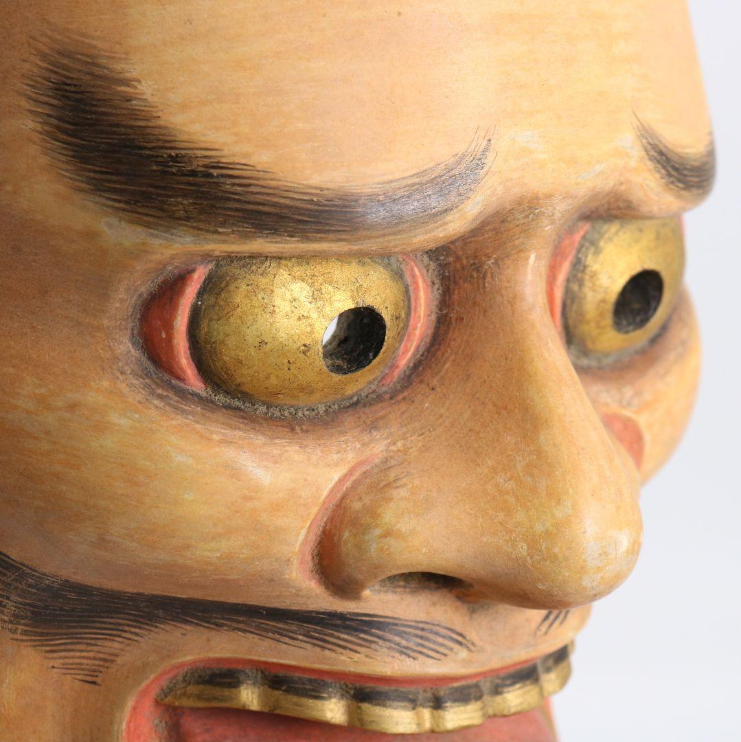 能面 黒髭 竜神 彩色木彫　AC1014