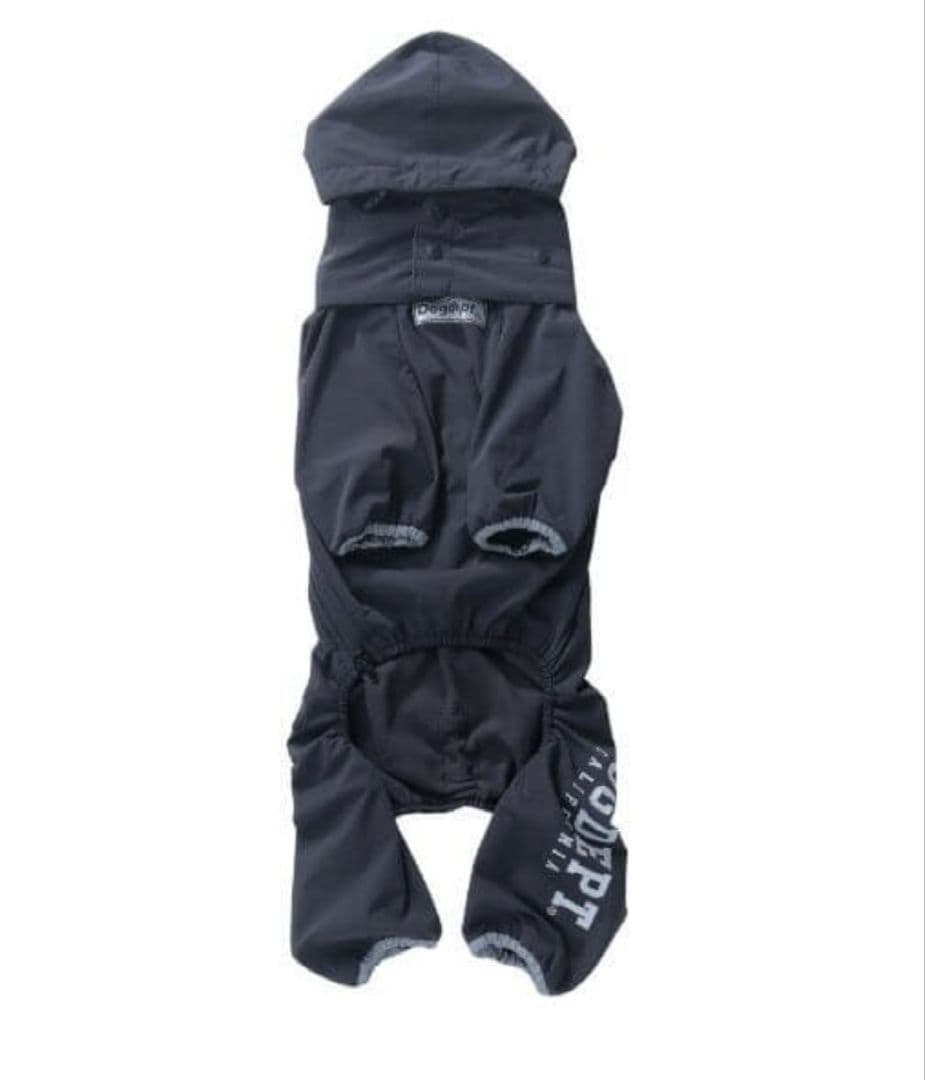 DOG DEPT ブラック フード付き犬服 BLサイズ【雪・雨・風などに】