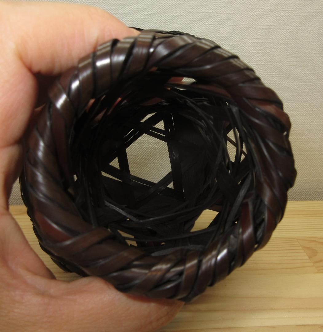 送料込【逢絢亭】茶道具 花籠 鶴首籠 染竹 竹製の入子 木製 作家物 紙箱入り