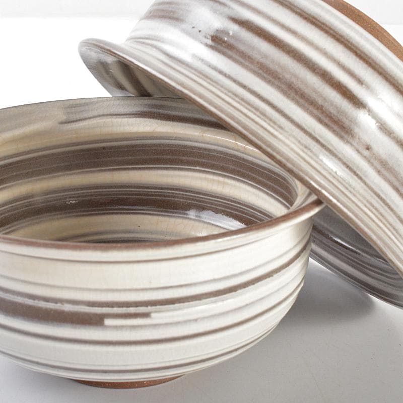 和食器　京焼　浅見五郎助　刷毛目　蓋向付　五客　共箱　V　R6729B