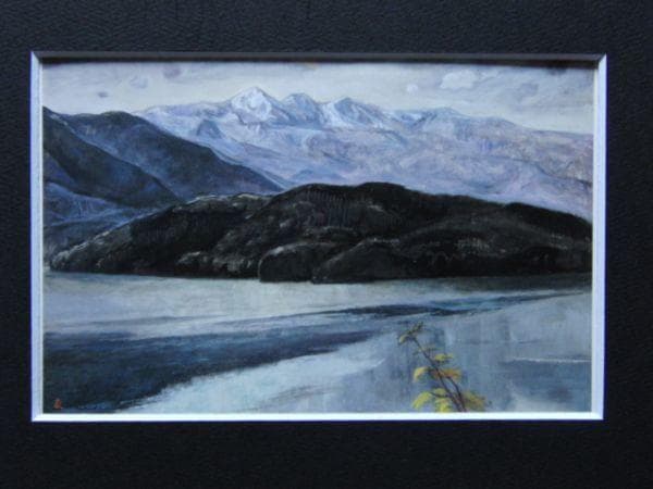 田中春弥、【湖上風痕（信州青木湖）】、希少な額装用画集より