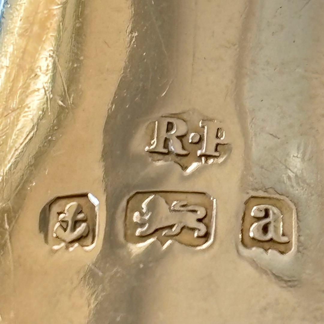 英国製　純銀　ティーキャディスプーン　スコップ型　白蝶貝ハンドル