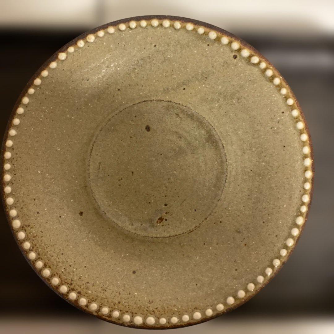 民藝　岩井窯　山本教行さん　灰釉　面取湯呑 & ソーサー