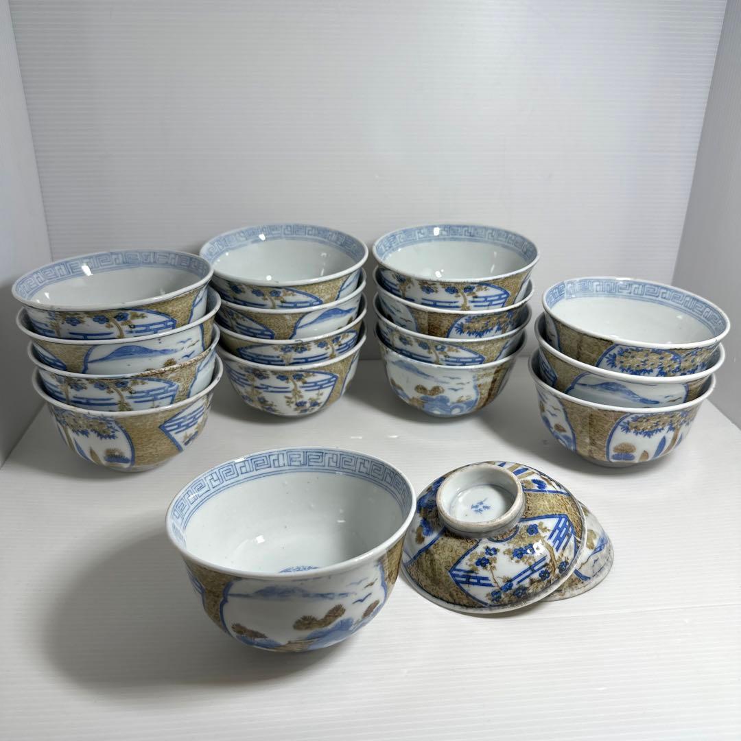 江戸期 富貴長春 茶碗 食器 16点セット