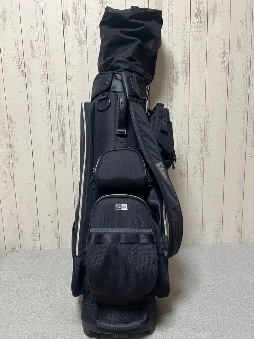 【美品】NEW ERA ニューエラキャディバッグ ブラックxシルバー ポーチ付き