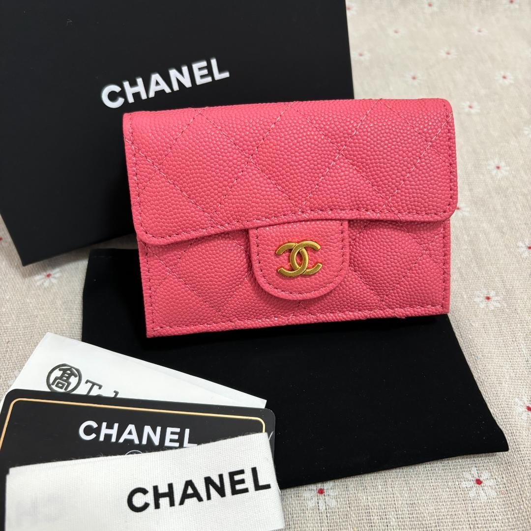 CHANEL三つ折り財布 ピンク