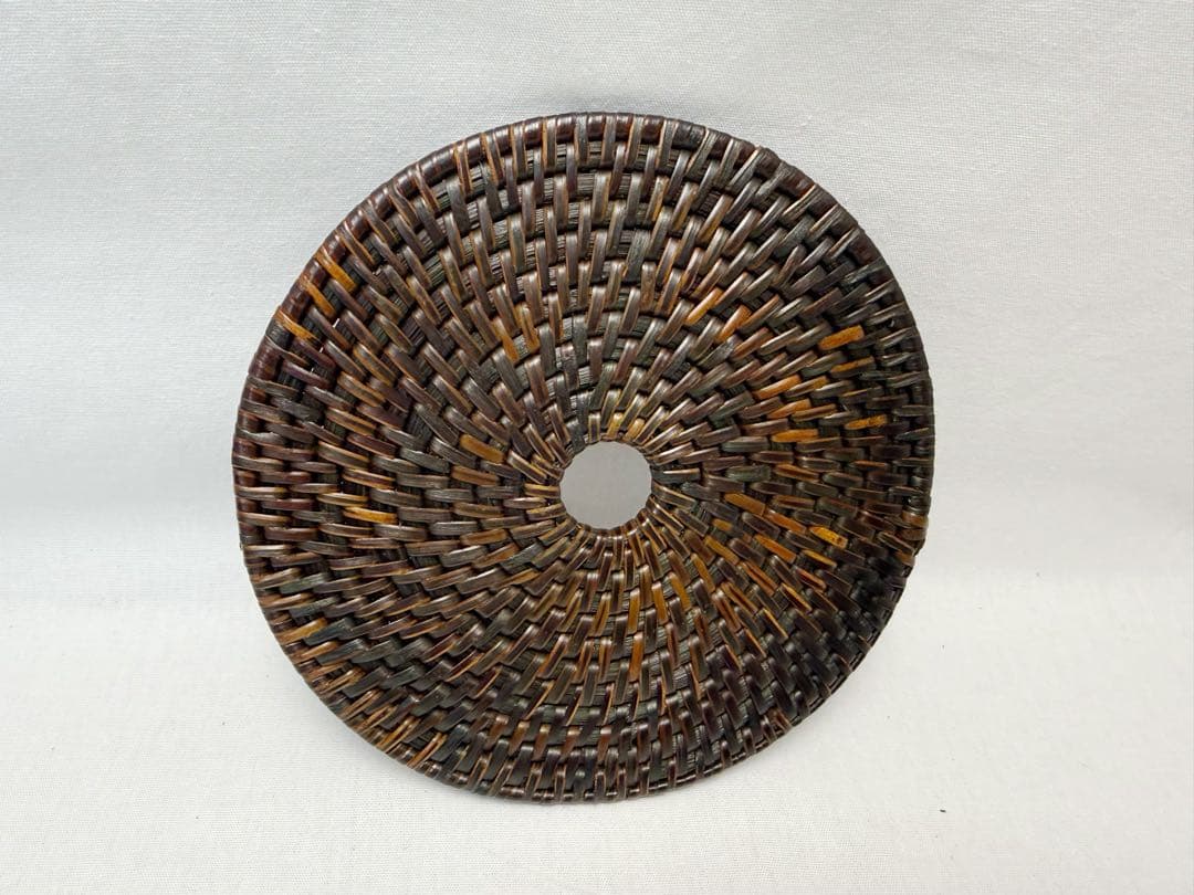 未使用 茶道具 釜敷 瓶敷 籐編 網代瓶座 急須台 円式瓶座