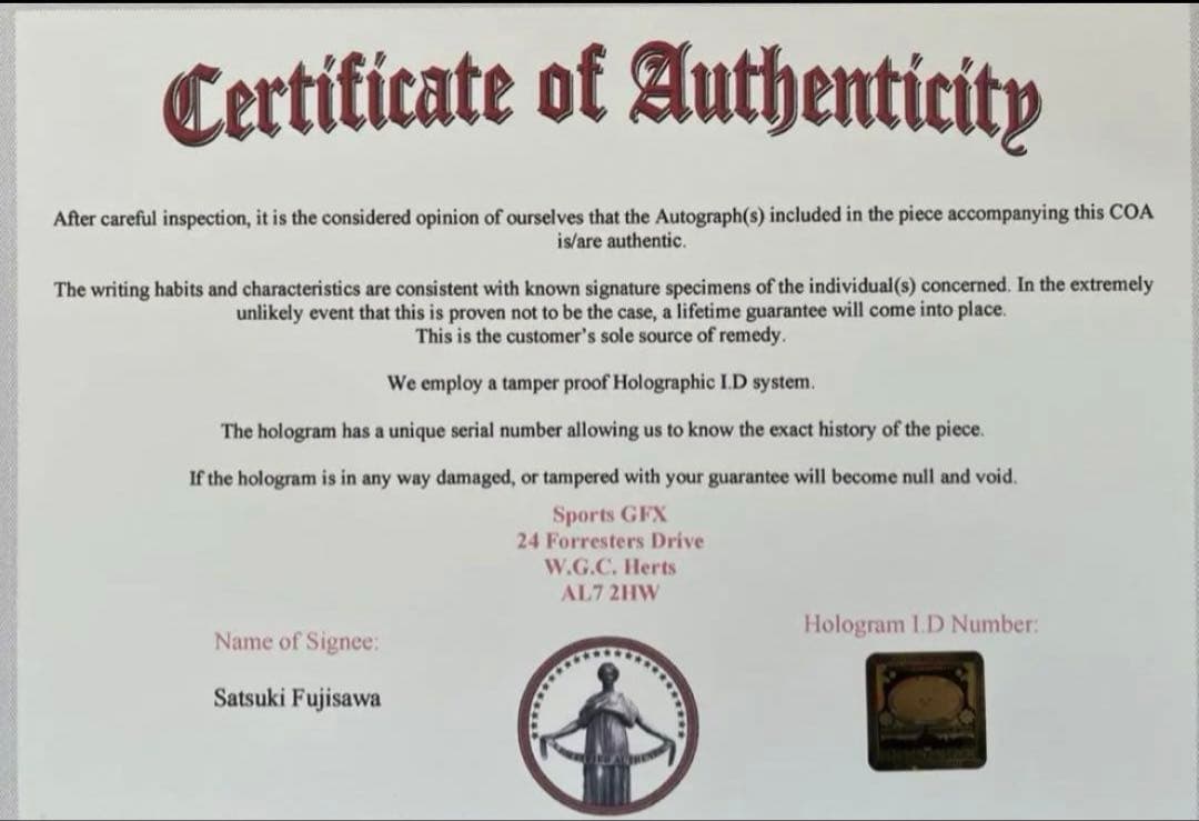 藤澤五月さん 直筆サイン付き写真 ロコ•ソラーレ 証明書付き 1枚　①