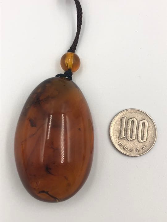 アンバー 琥珀 ユニーク 天然石 宝石 化石　ネックレス
