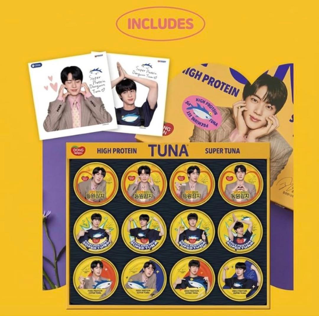 【新品未開封】BTS Jin ドンウォン限定版 ツナ12缶セット シール2種