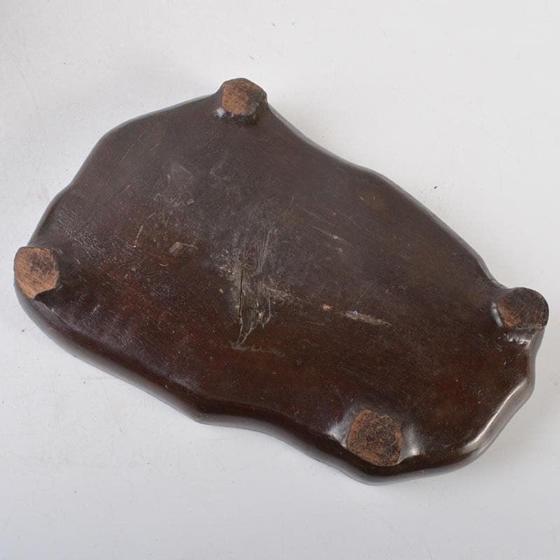 天然石　鑑賞石　置物　重さ約15kg　唐木台付　V　R6517F