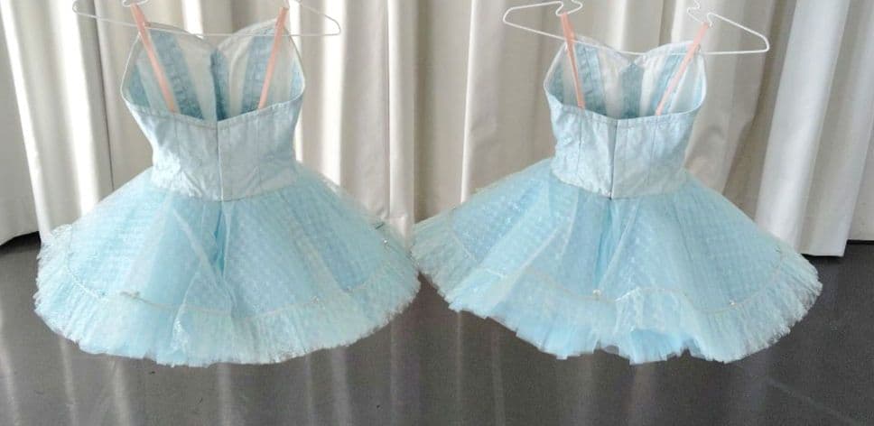 バレエ　チュチュ8着　水色シルバーレース　小学校2・3年生　冠、袖付