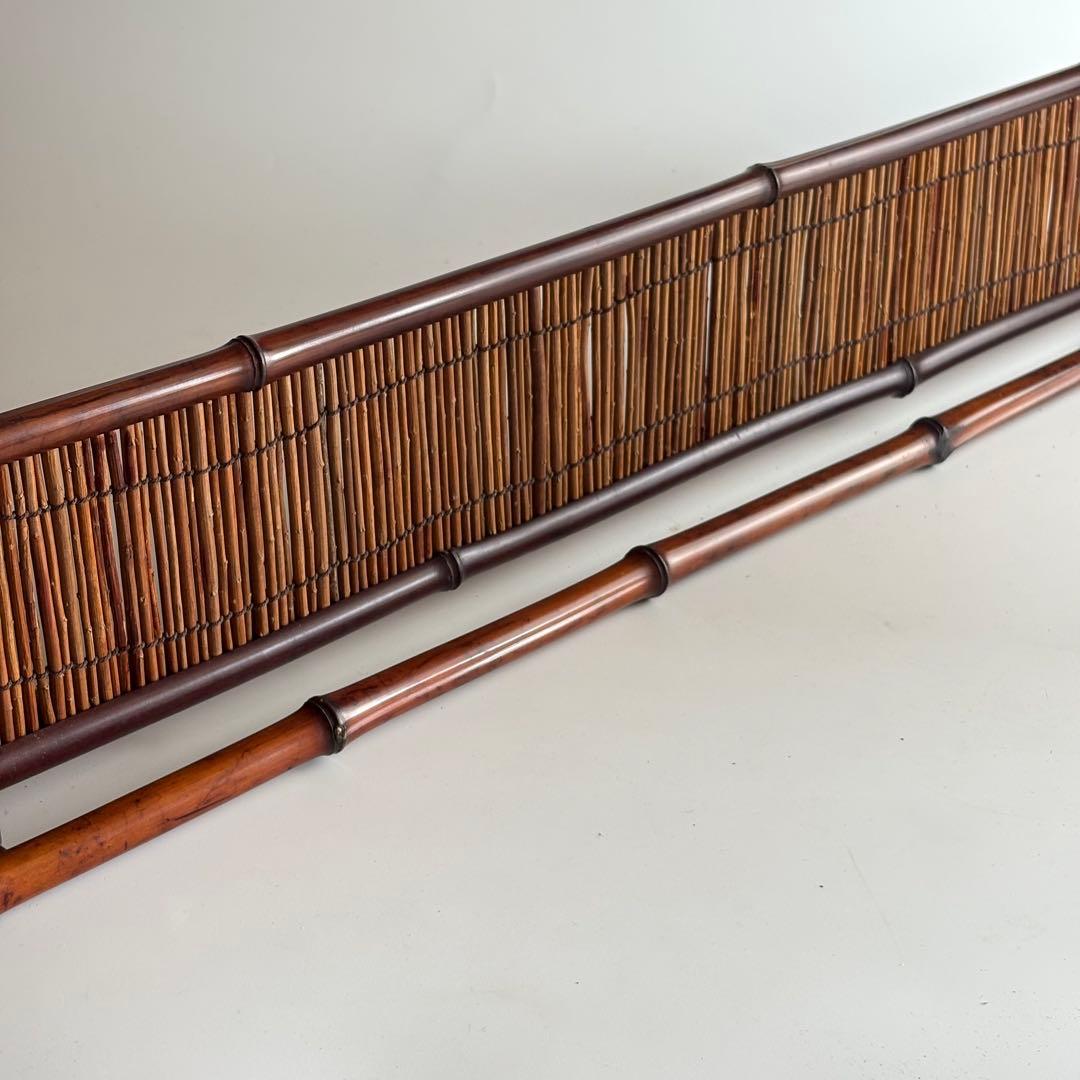 茶道具 風炉先 屏風 結界 茶道具 長さ約87cm江戸間 煤竹結界 炉屏簾入り