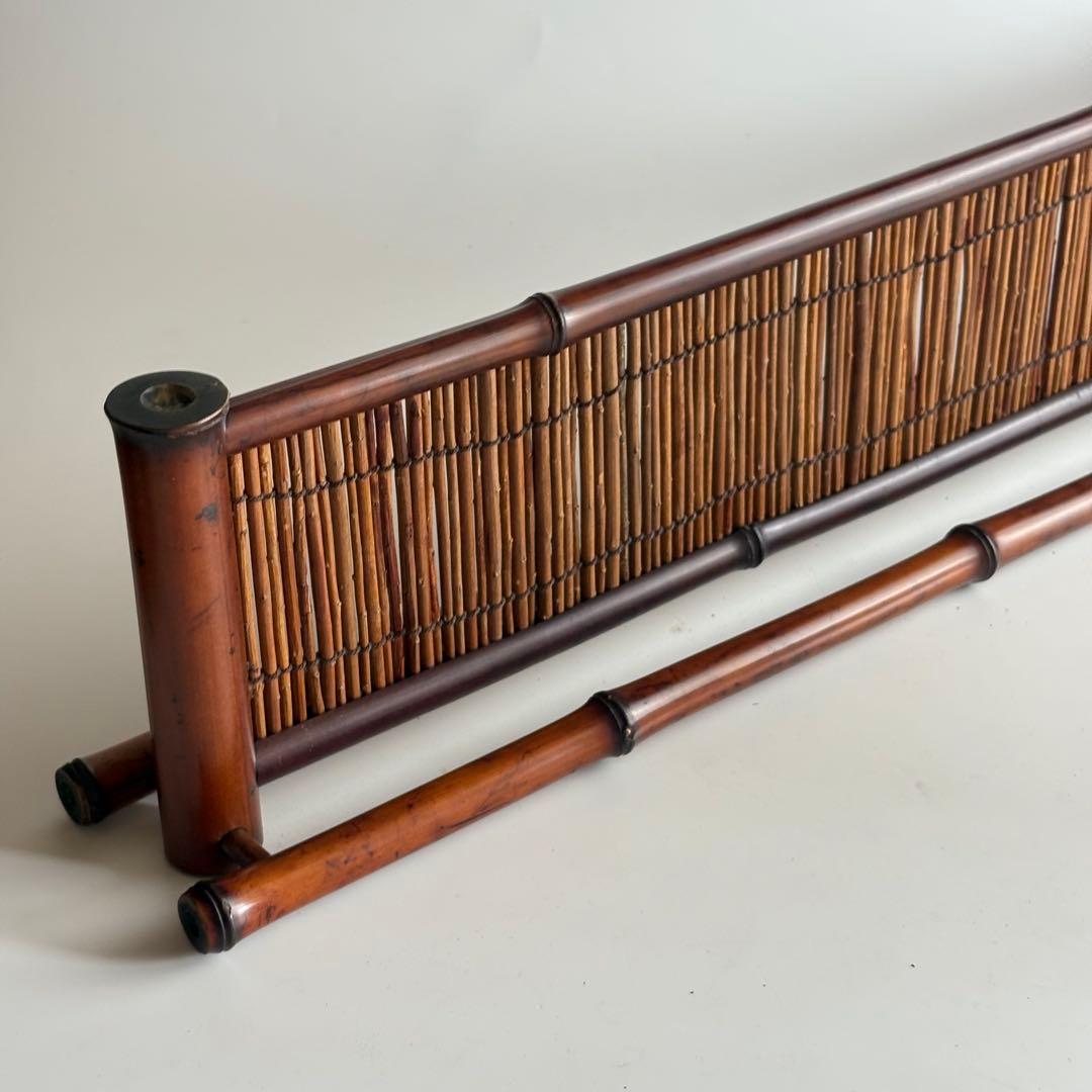 茶道具 風炉先 屏風 結界 茶道具 長さ約87cm江戸間 煤竹結界 炉屏簾入り