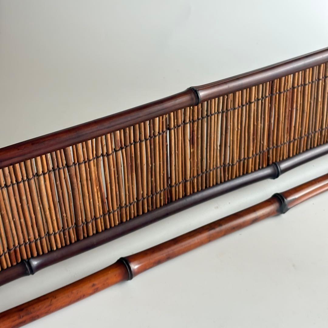 茶道具 風炉先 屏風 結界 茶道具 長さ約87cm江戸間 煤竹結界 炉屏簾入り