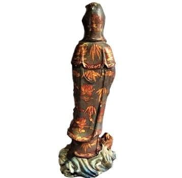 【 明治龍乗観音（騎龍観音) 】　49.8ｃｍ　金彩色絵真鍮像