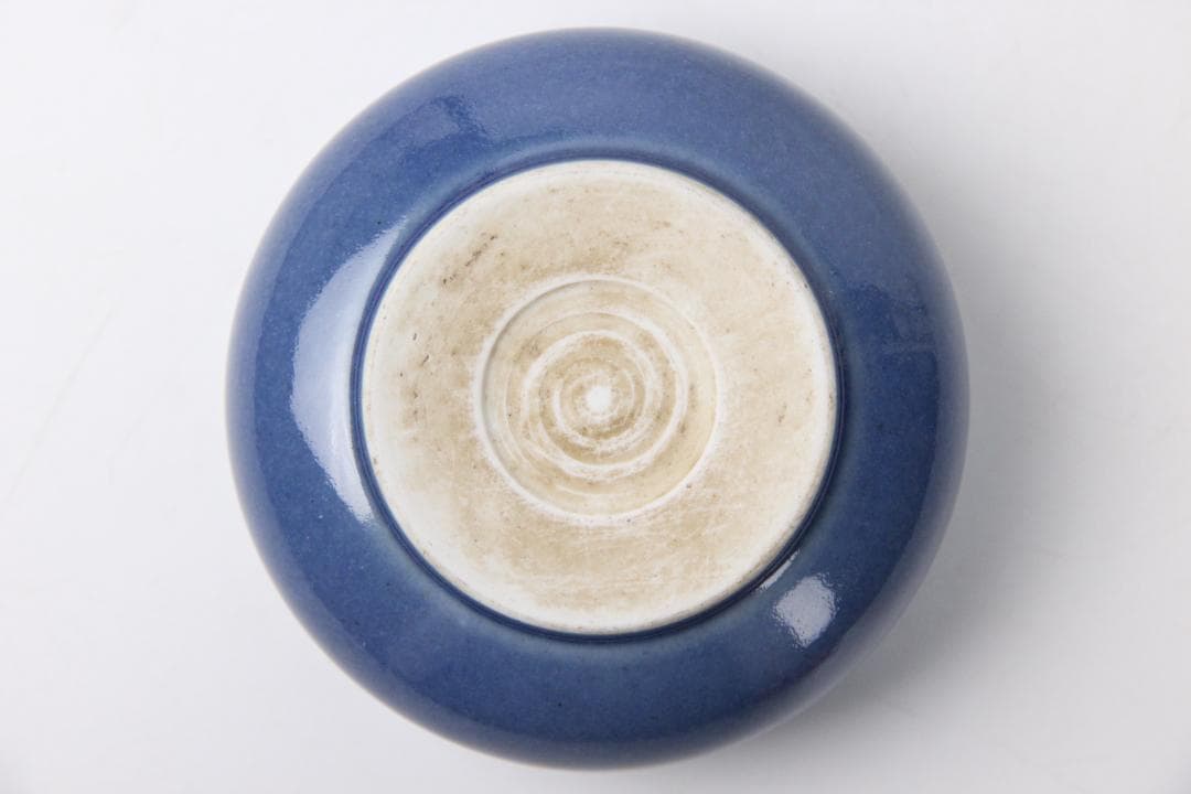 中国古美術　清時代蓝釉水盤　建水　文房具　 EJ12M-5