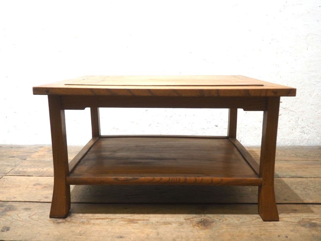 1309 欅のレトロな陳列台　展示台　花台　ローテーブル　和モダン　アンティーク