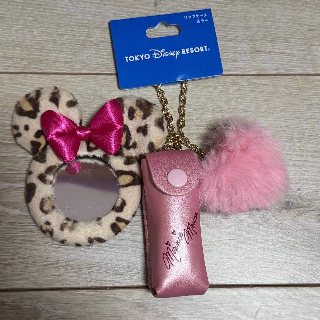ディズニー ミニー ヒョウ柄 レオパード リップケース ポーチ ミラー