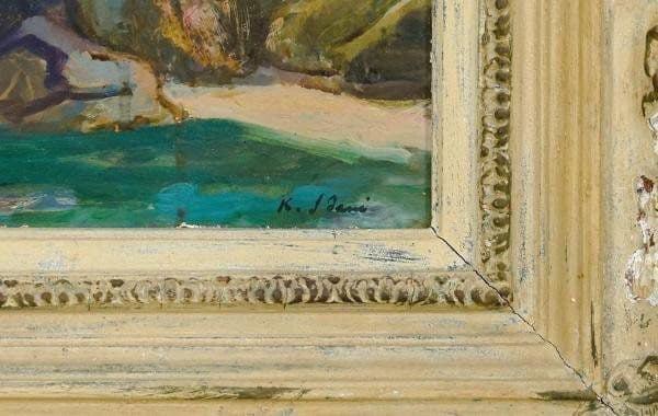 【真作】伊谷賢蔵「山陰の海 浦富海岸」油彩 4号 1942年作 共シール