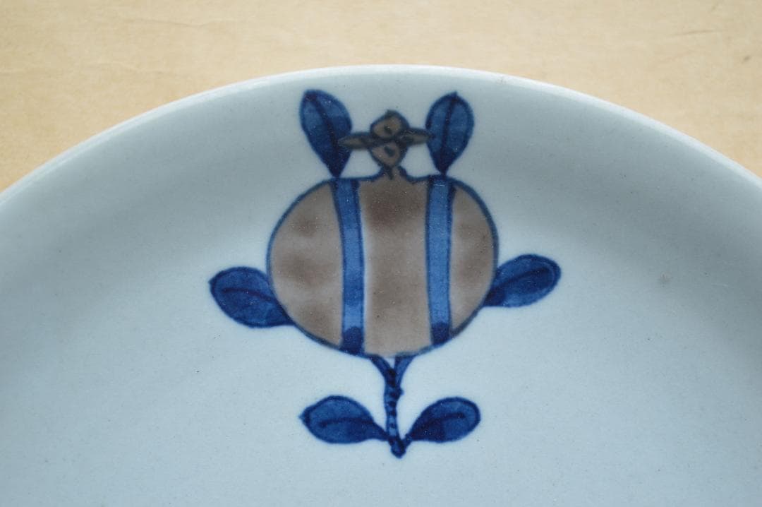 上の畑焼　伊藤瓢堂　色絵三多紋皿　三枚　真作保証