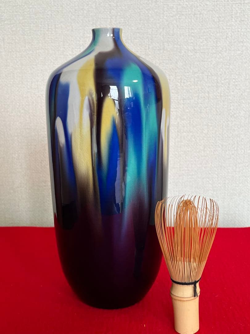 人間国宝 徳田八十吉 (正彦銘) 彩釉 壺 約26cm T251 共箱 陶歴