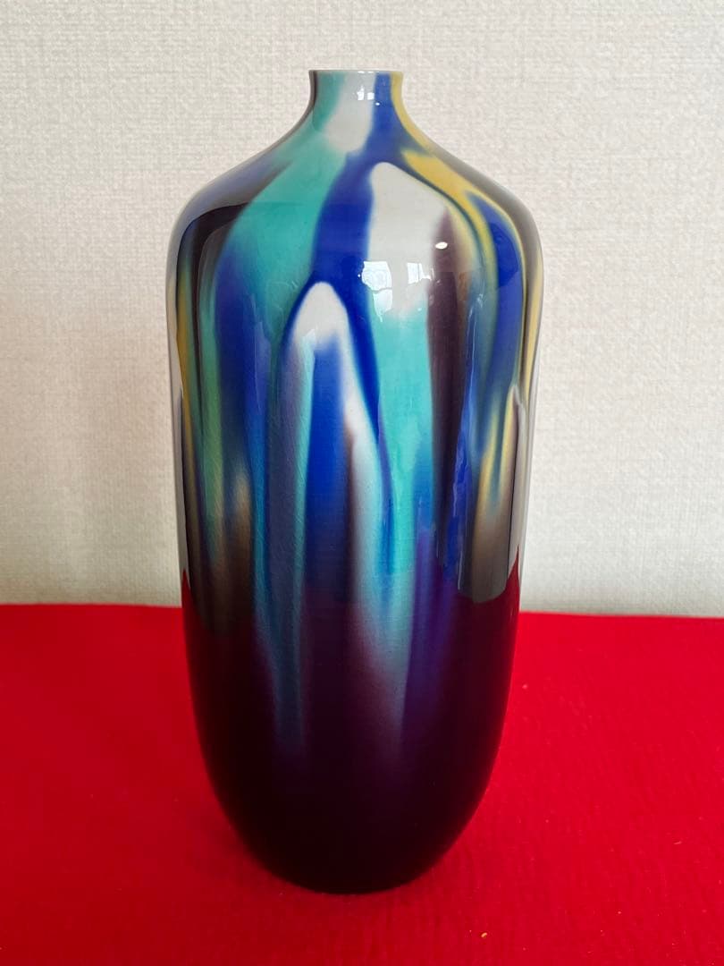 人間国宝 徳田八十吉 (正彦銘) 彩釉 壺 約26cm T251 共箱 陶歴