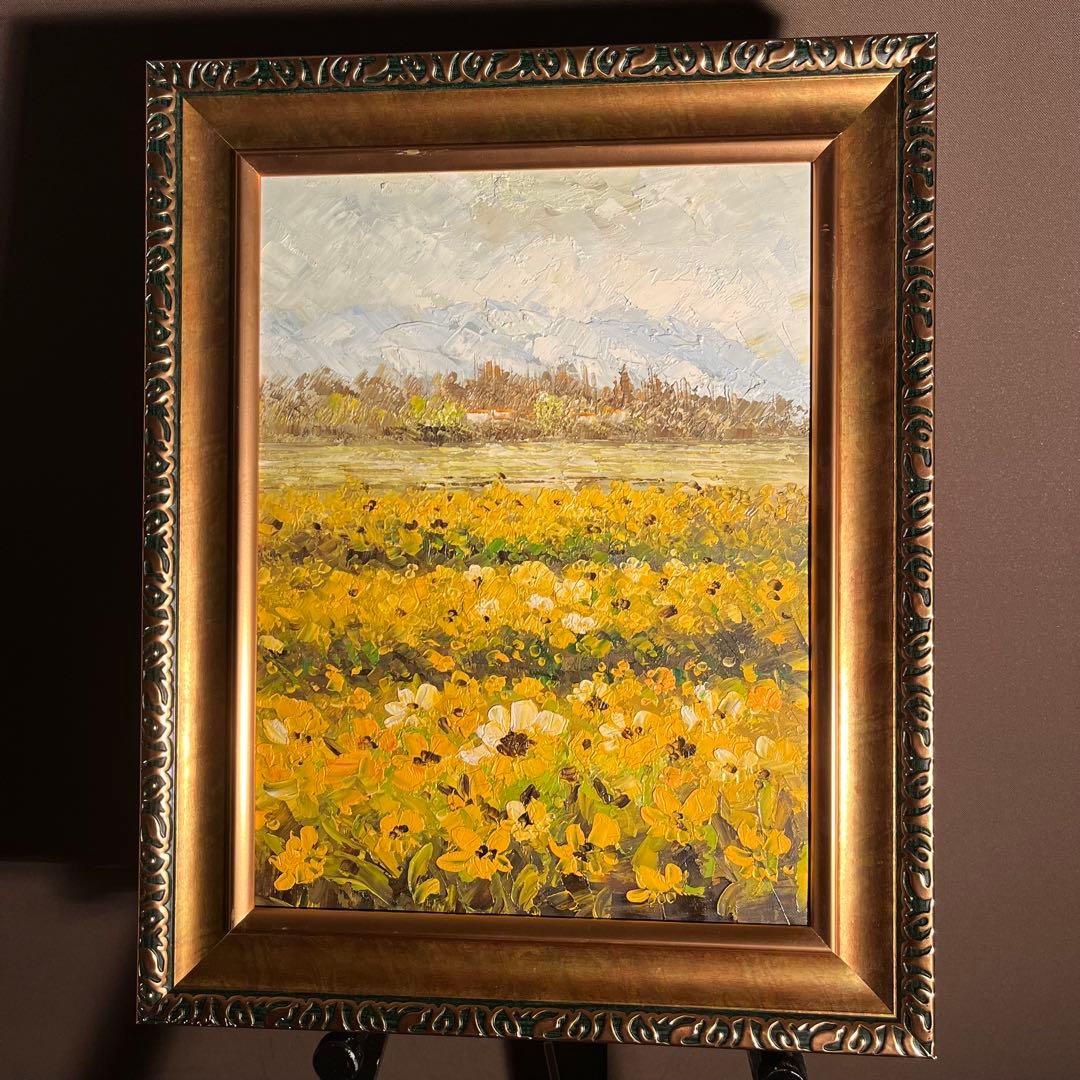 手描き油絵 菜の花畑 絵画 インテリア 油彩画